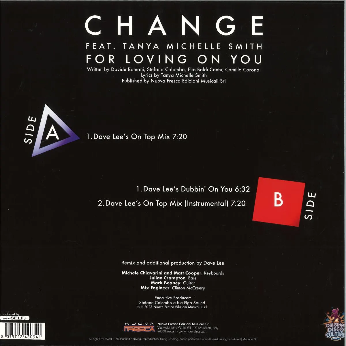 Обратная сторона обложки — CHANGE — For Loving On You – Dave Lee Remix