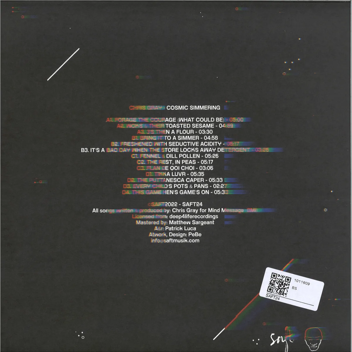 Back cover — Chris Gray — Cosmic Simmering LP 2x12"