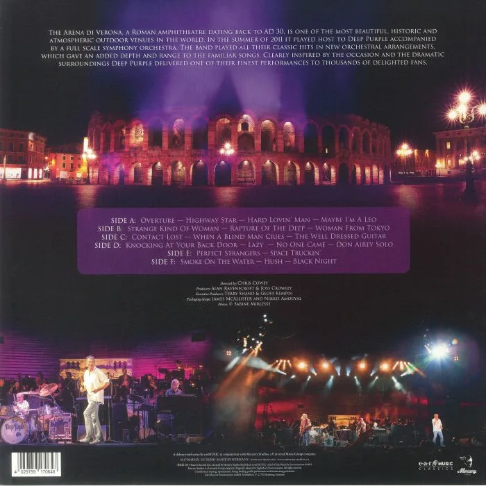 Обратная сторона обложки — DEEP PURPLE — Live In Verona