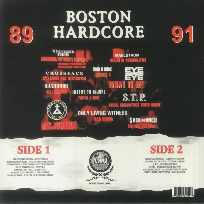 Back cover — VARIOUS — Boston Hardcore 89-91 (Record Store Day 2018)