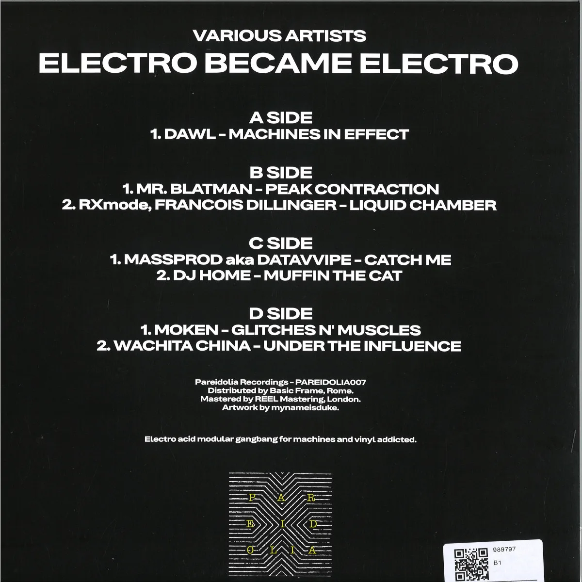 Обратная сторона обложки — Various — Electro Became Electro 2x12"