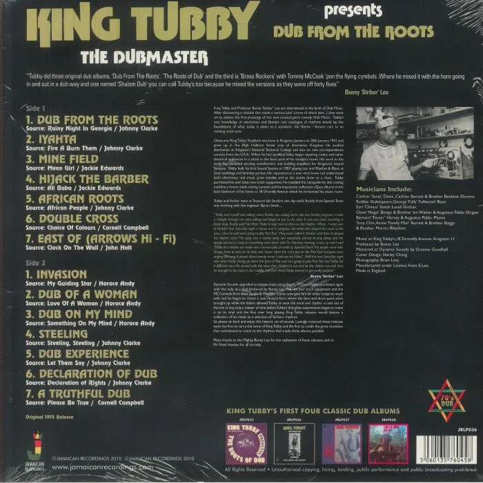 Back cover — KING TUBBY — Dub From The Roots (reissue)