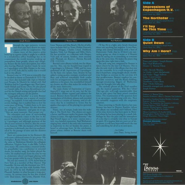 Back cover — Joseph BONNER — Impressions Of Copenhagen (remastered)
