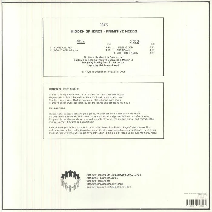 Back cover — HIDDEN SPHERES — Primitive Needs