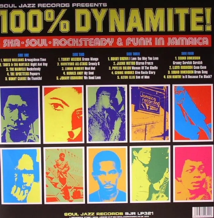 Обратная сторона обложки — VARIOUS — 100% Dynamite! Ska Soul Rocksteady & Funk In Jamaica (remastered)