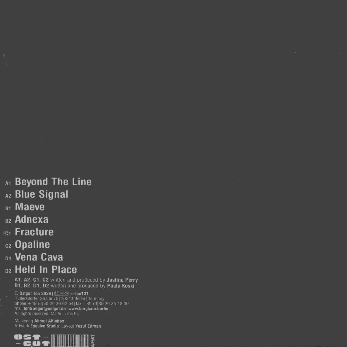 Back cover — Justine Perry / Paula Koski — Paired Works 2x12"