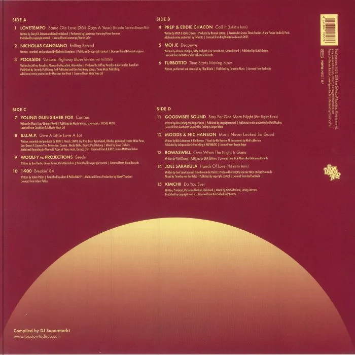 Back cover — VARIOUS — Too Slow To Disco Neo: The Sunset Manifesto Volume 2