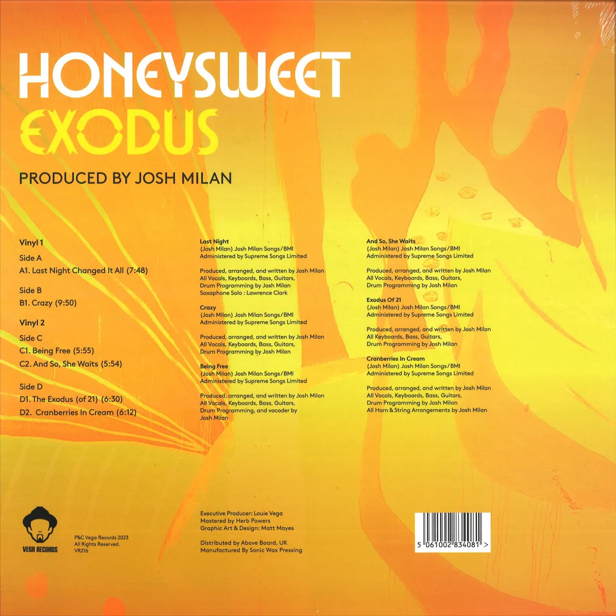 Back cover — Honeysweet — Exodus LP 2x12"