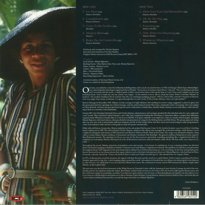 Back cover — Minnie RIPERTON — Come To My Garden