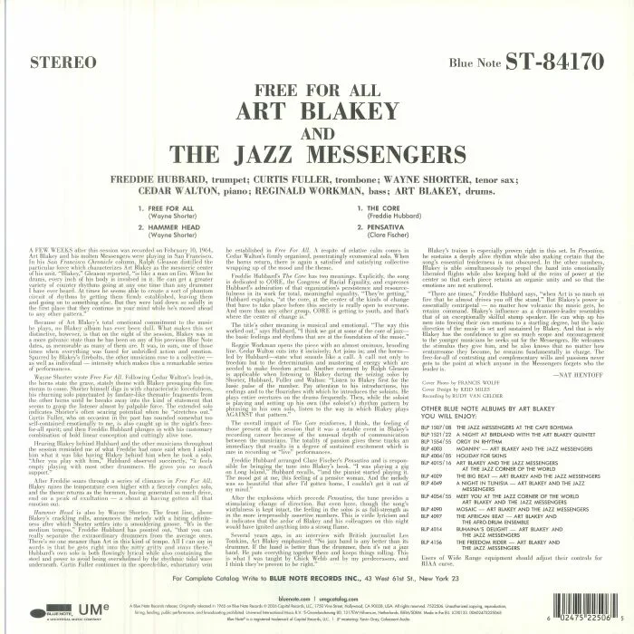 Back cover — Art BLAKEY & THE JAZZ MESSENGERS — Free For All (Classic Vinyl Series)