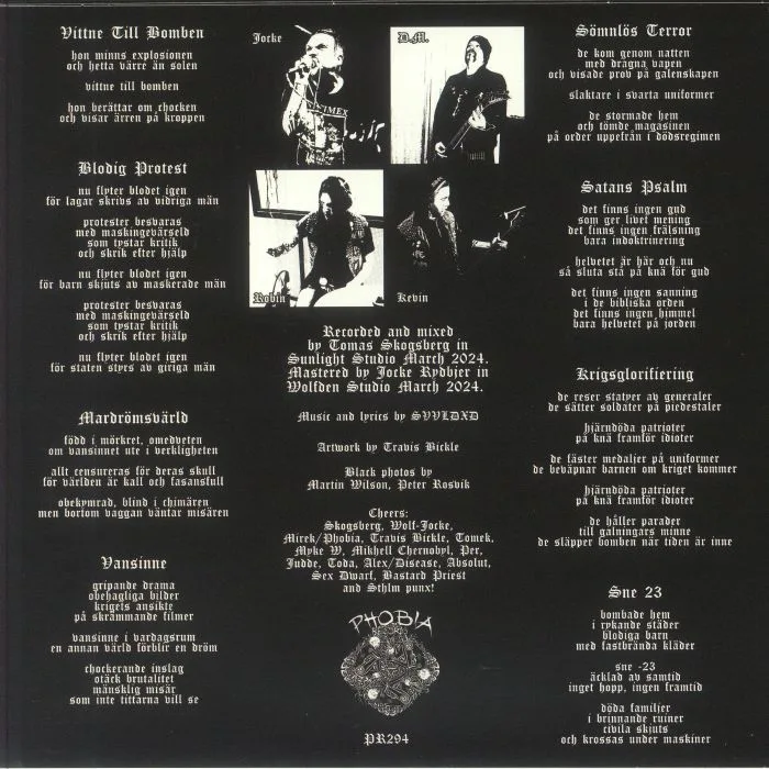 Back cover — SVAVELDIOXID — Frammande Samtid Strammande Framtid