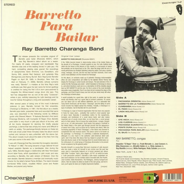 Обратная сторона обложки — Ray BARRETTO — Barretto Para Bailar (reissue)