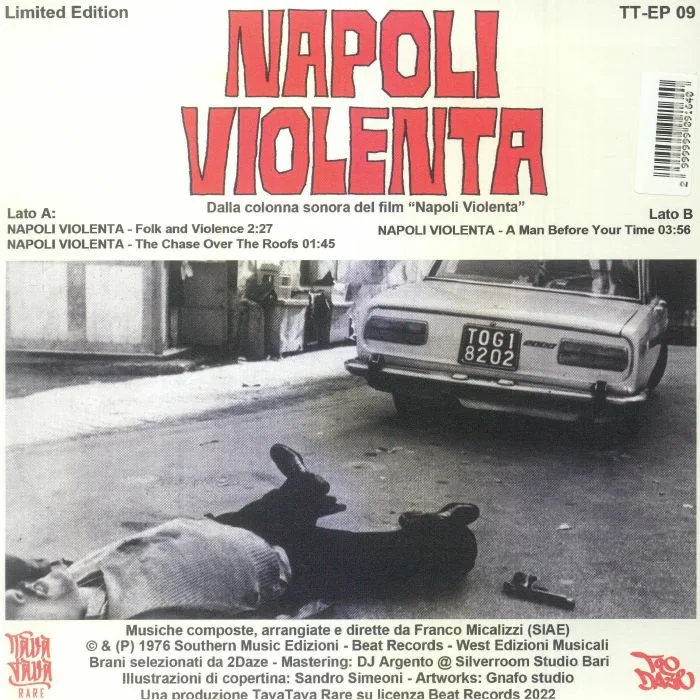 Обратная сторона обложки — Franco MICALIZZI — Napoli Violenta (Soundtrack)