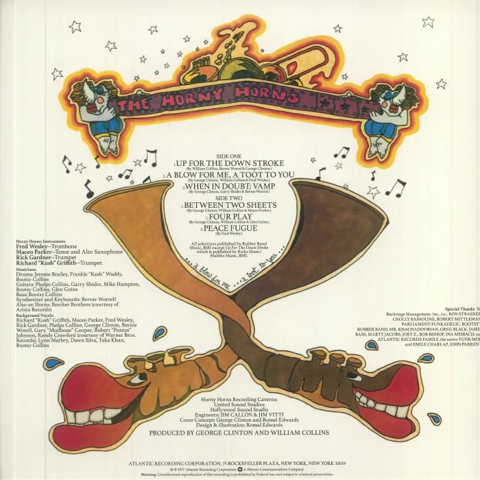 Back cover — Fred & THE HORNY HORNS WESLEY feat MACEO PARKER — A Blow For Me A Toot To You (reissue)