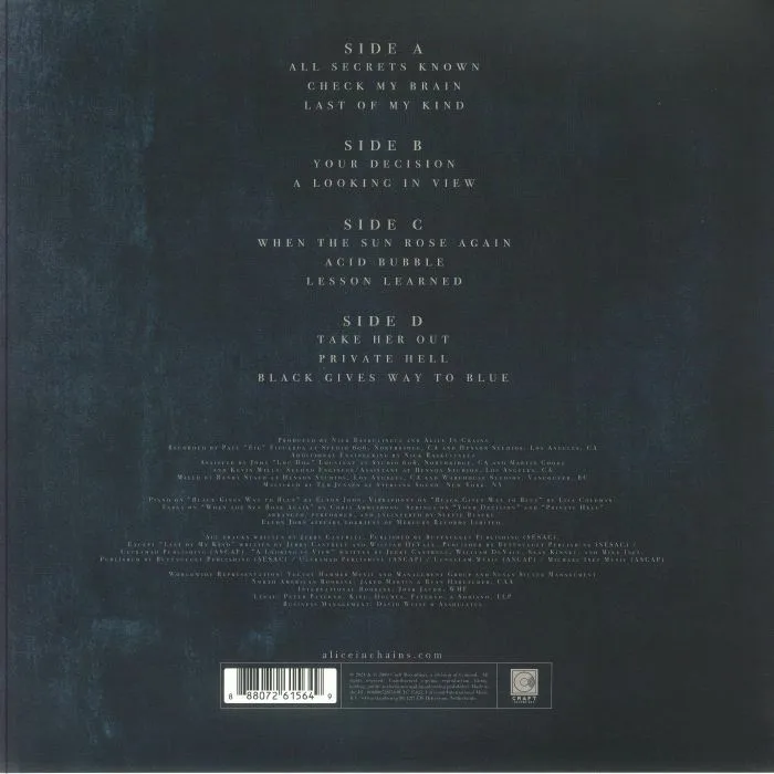Back cover — ALICE IN CHAINS — Black Gives Way To Blue (reissue) (B-STOCK)