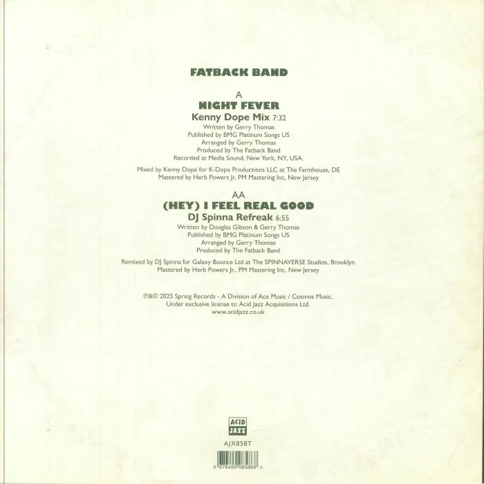 Back cover — FATBACK BAND — Night Fever