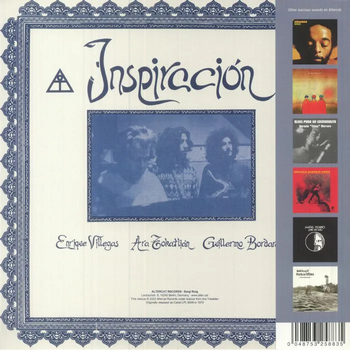 Back cover — Ara TOKATLIAN / ENRIQUE VILLEGAS / / GUILLERMO BORDARAMPE — Inspiracion