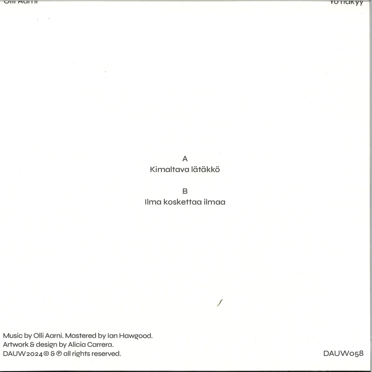 Back cover — Olli Aarni — Yö näkyy