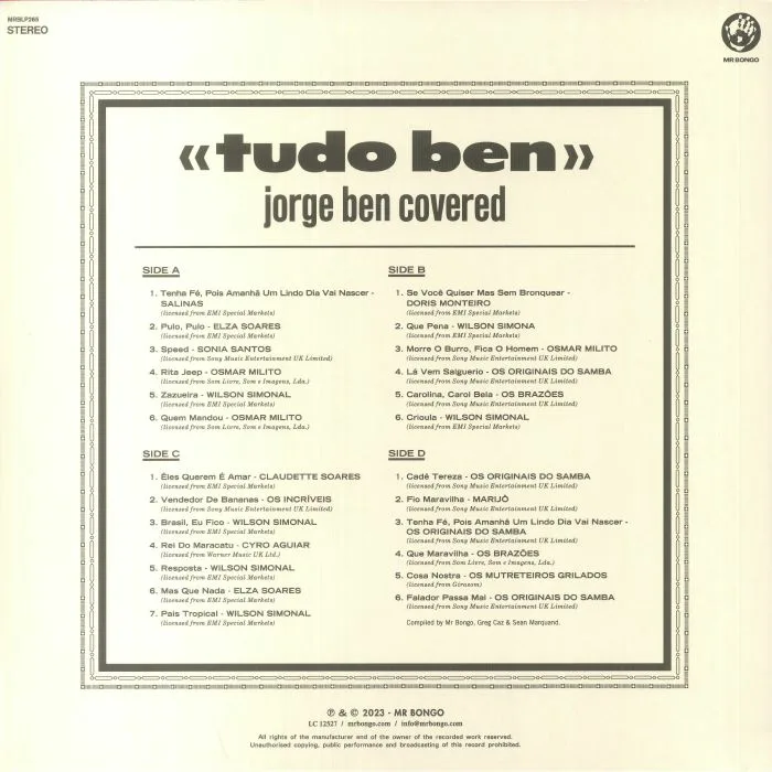 Обратная сторона обложки — VARIOUS — Tudo Ben: Jorge Ben Covered