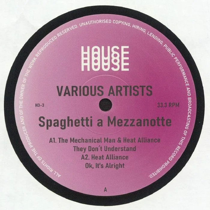 Лицевая сторона обложки — The MECHANICAL MAN / HEAT ALLIANCE / SAMUELE DE SANTIS / WE AMPS — Spaghetti A Mezzanotte