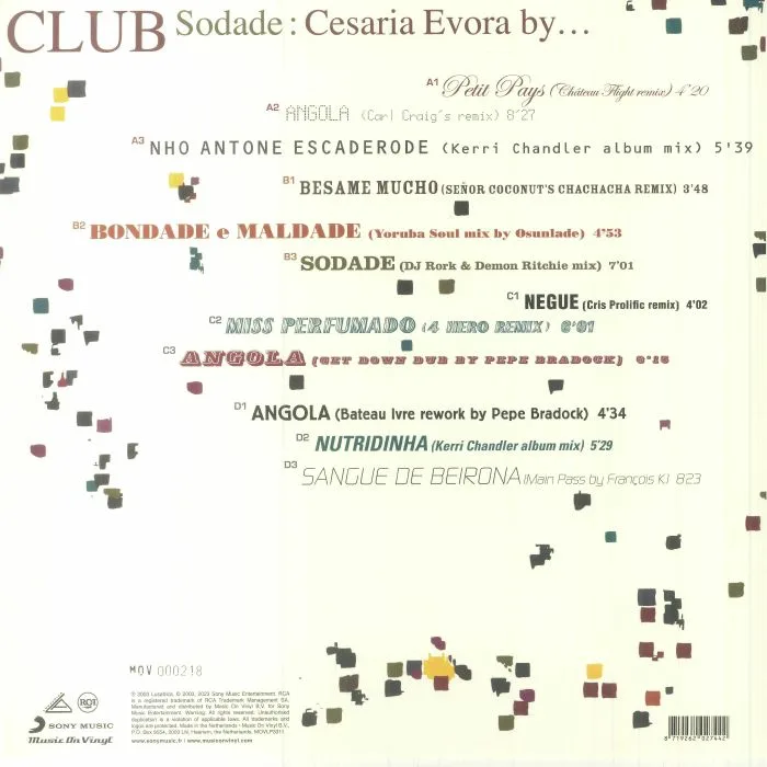 Back cover — Cesaria EVORA — Club Sodade (reissue)