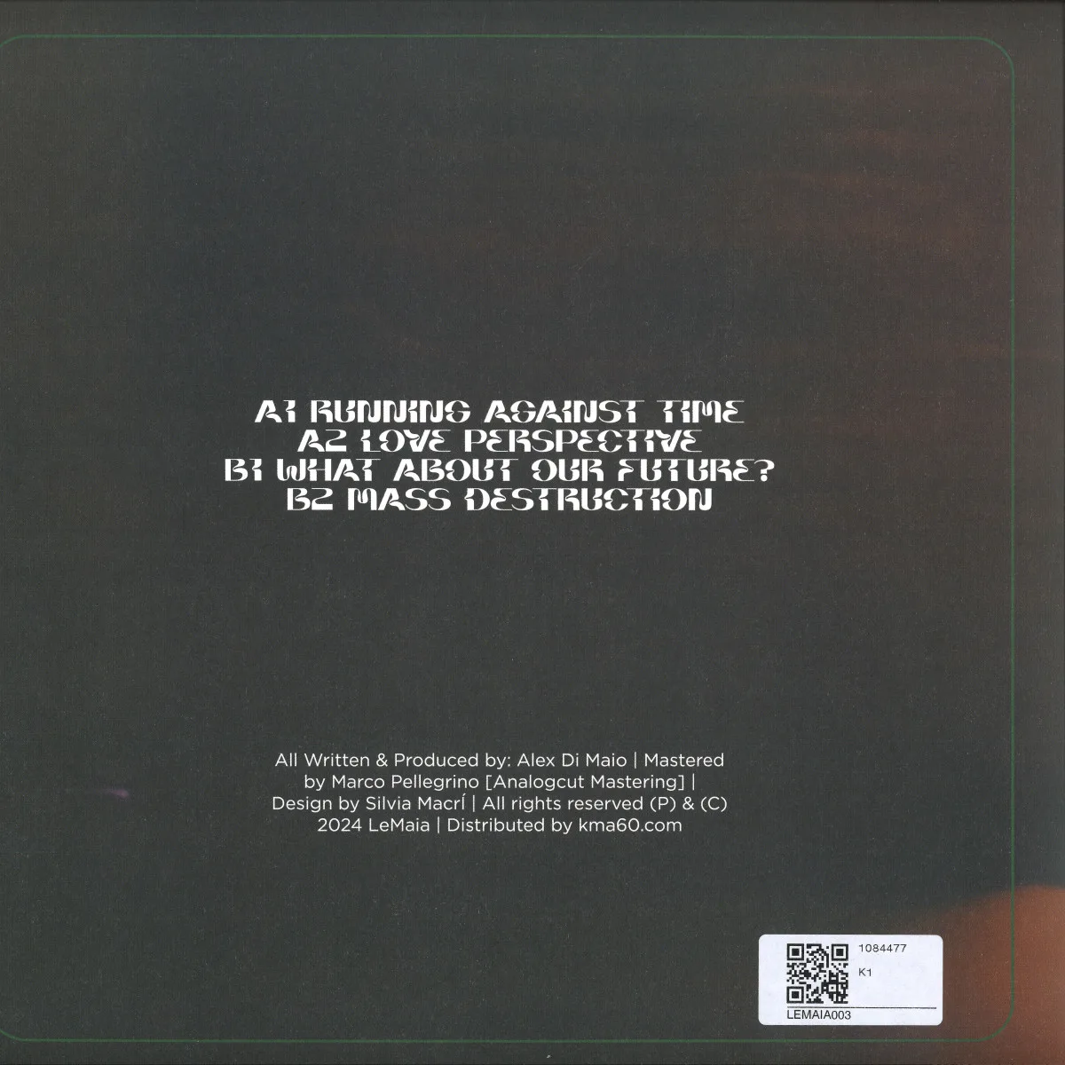 Back cover — Alex Dima — Metamorphosis EP
