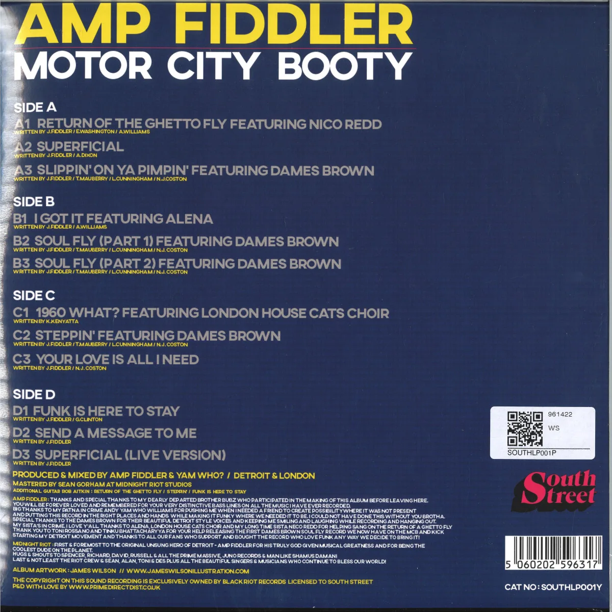 Обратная сторона обложки — Amp Fiddler — Motor City Booty LP 2x12"