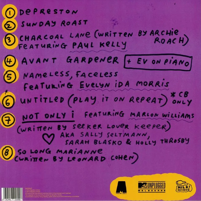 Back cover — Courtney BARNETT — MTV Unplugged: Live In Melbourne