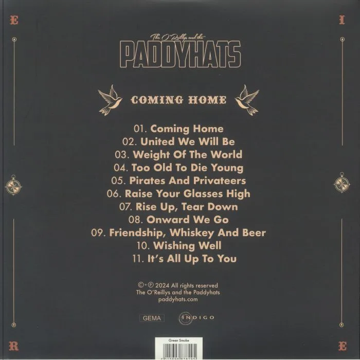 Back cover — The O'REILLYS & THE PADDYHATS — Coming Home