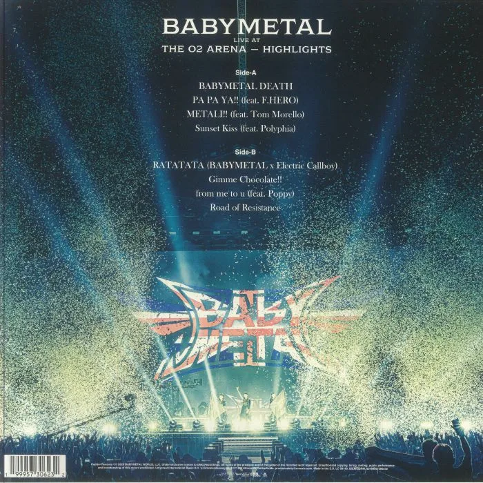 Back cover — BABYMETAL — Live At The O2 Arena: Highlights (Record Store Day RSD 2026)