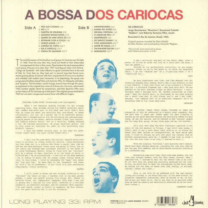 Обратная сторона обложки — OS CARIOCAS — A Bossa Dos Cariocas (reissue)