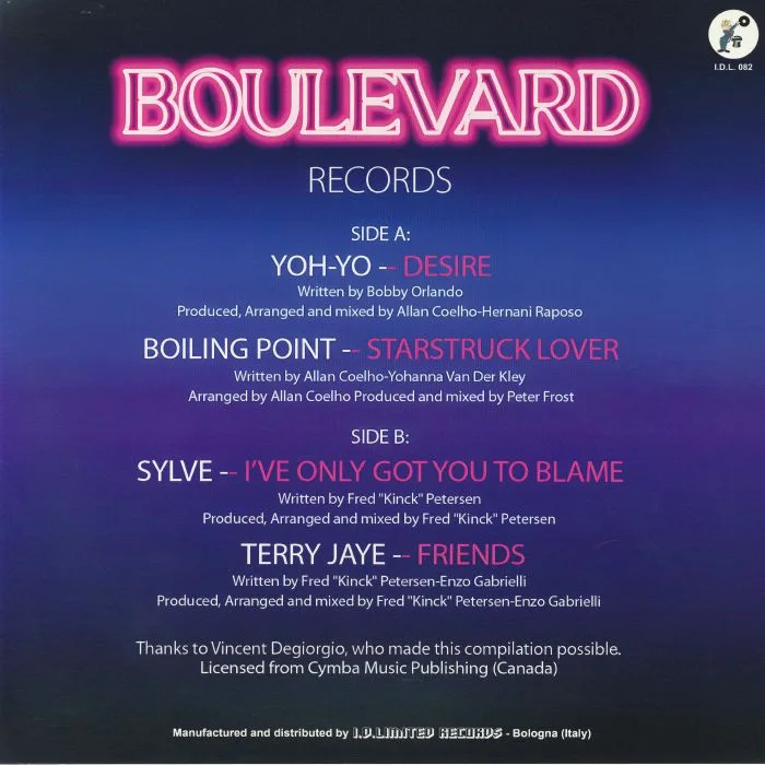 Обратная сторона обложки — YOH YO / BOILING POINT / SYLVE / TERRY JAYE — Boulevard Records Compilation
