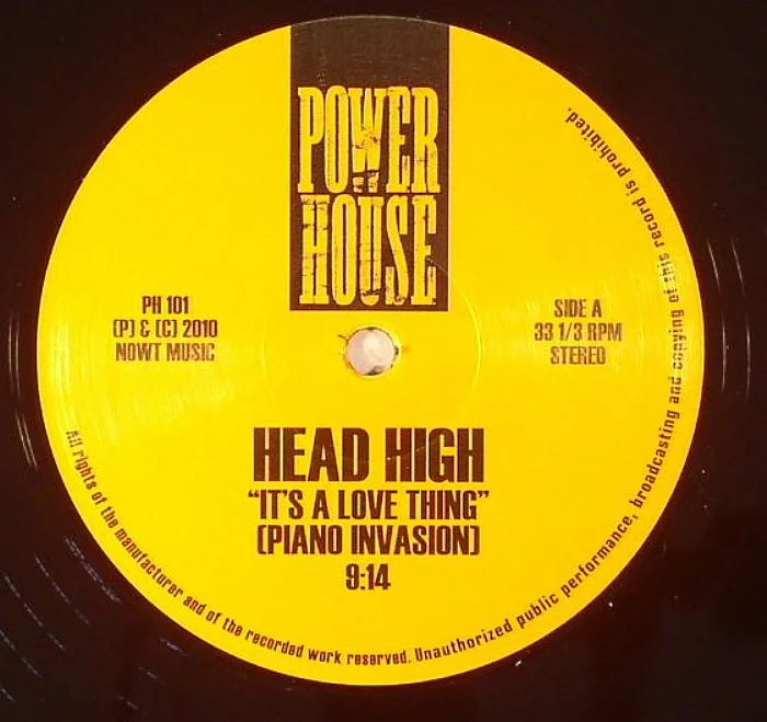 Front cover — HEAD HIGH aka SHED — It's A Love Thing (Piano Invasion)