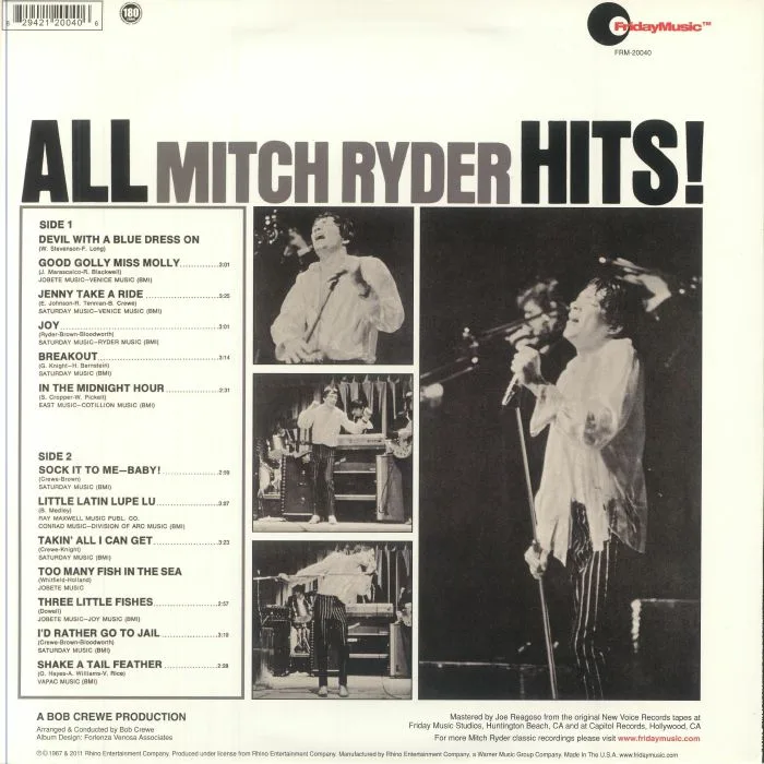 Обратная сторона обложки — Mitch RYDER — All Mitch Ryder Hits
