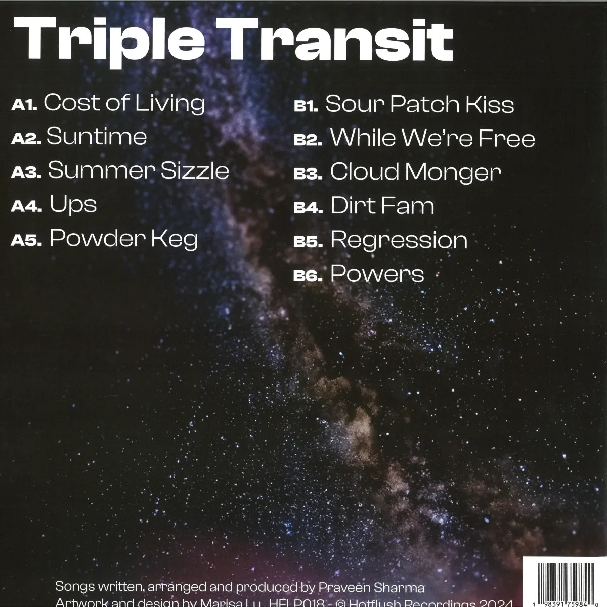 Back cover — Braille — Triple Transit LP
