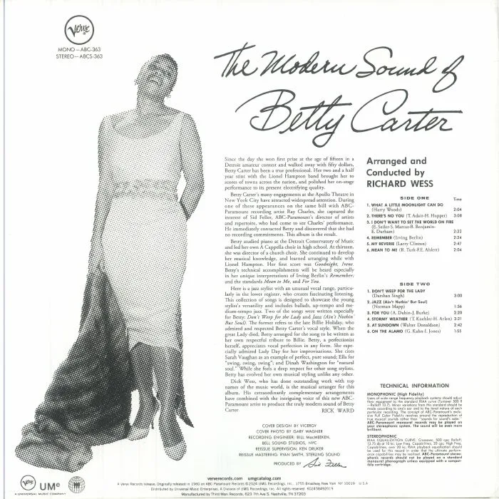 Back cover — Betty CARTER — The Modern Sound Of Betty Carter
