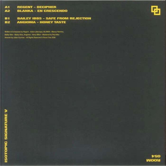 Back cover — REGENT / BLANKA / BAILEY IBBS / ANGIOMA — Isotopic Signature V