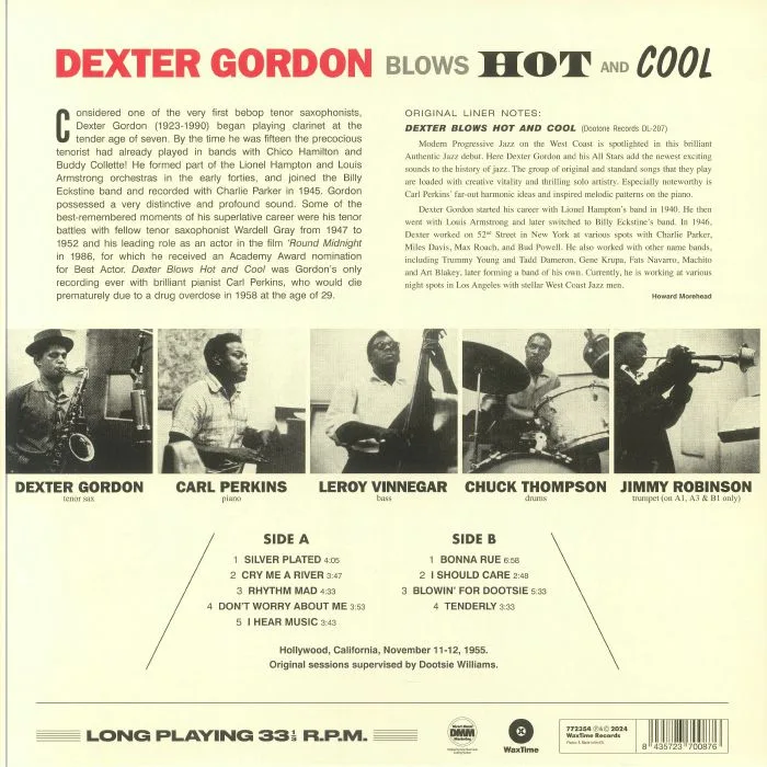Back cover — Dexter GORDON — Blows Hot & Cool (reissue)