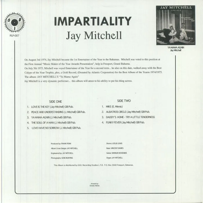 Back cover — Jay MITCHELL — Impartiality (reissue)