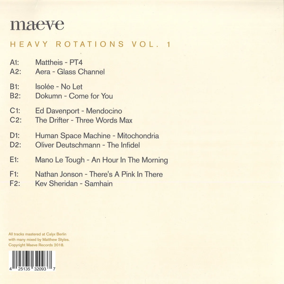 Обратная сторона обложки — Various — Heavy Rotations Vol. 1 (3x12")