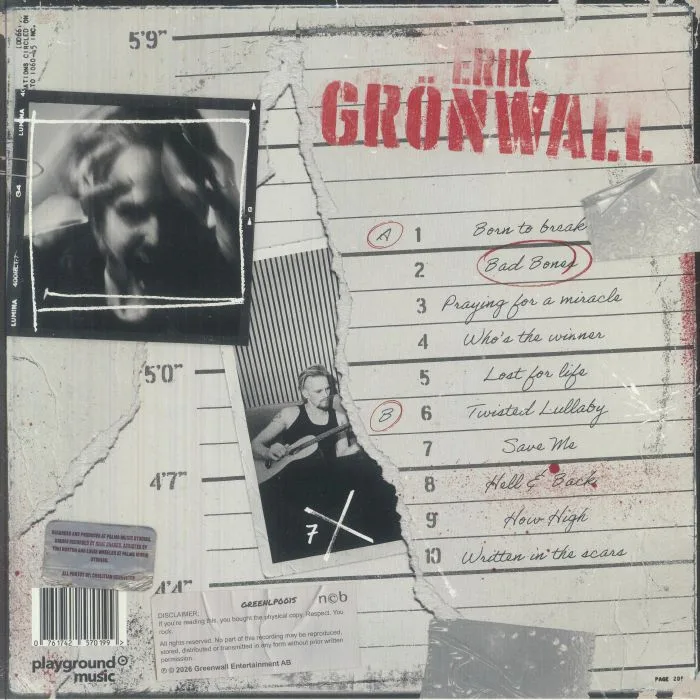 Back cover — Erik GRONWALL — Bad Bones