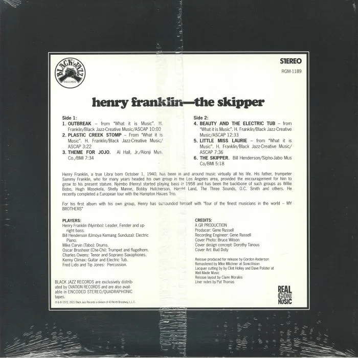 Обратная сторона обложки — Henry FRANKLIN — The Skipper (remastered)