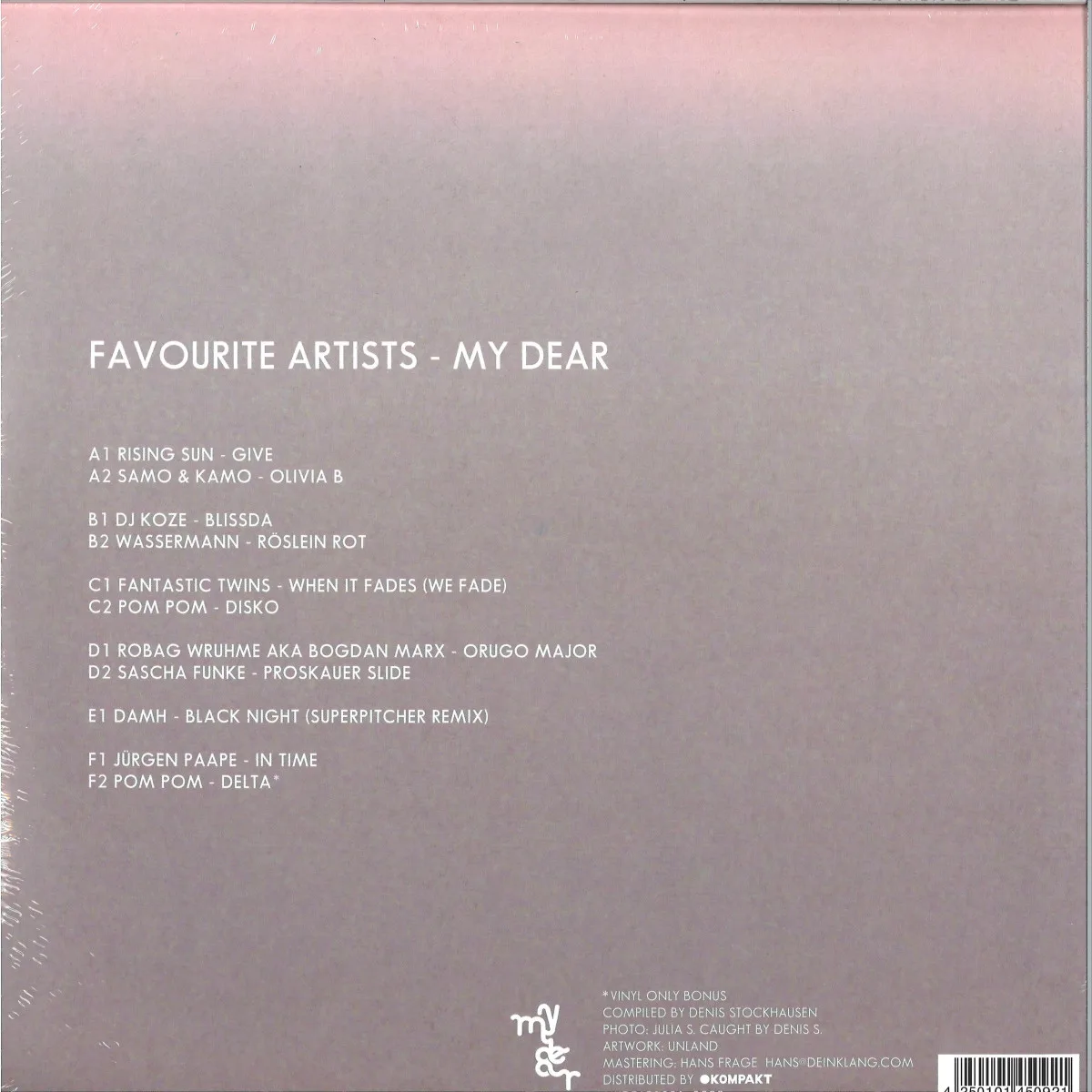 Обратная сторона обложки — Favourite Artists — MY DEAR 3x12"
