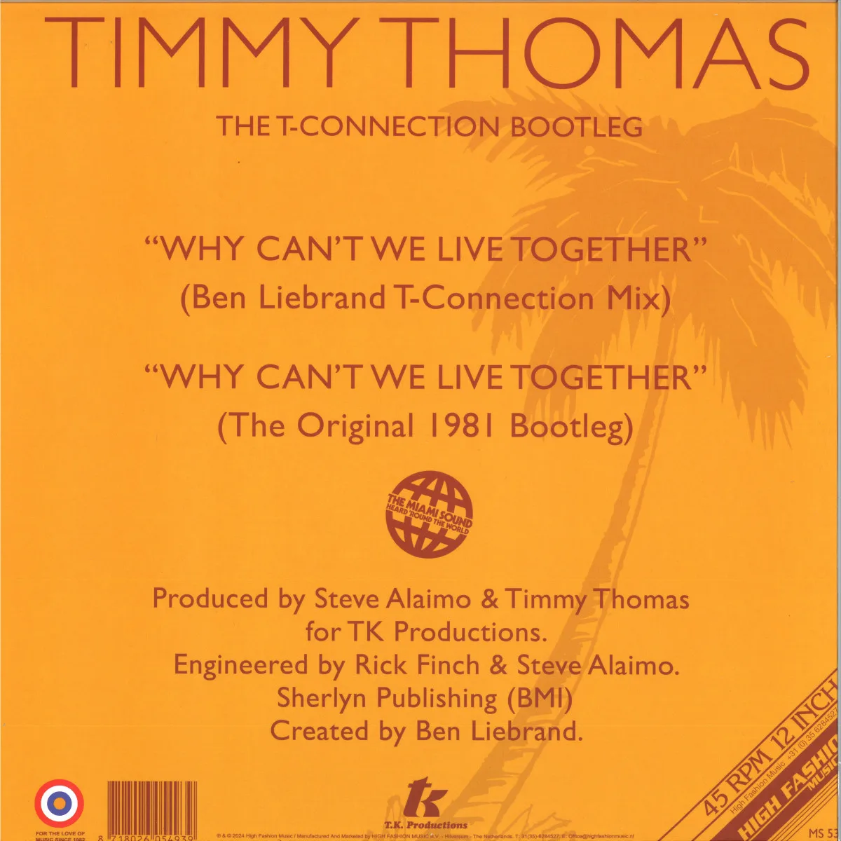 Обратная сторона обложки — Timmy Thomas — WHY CAN'T WE LIVE TOGETHER