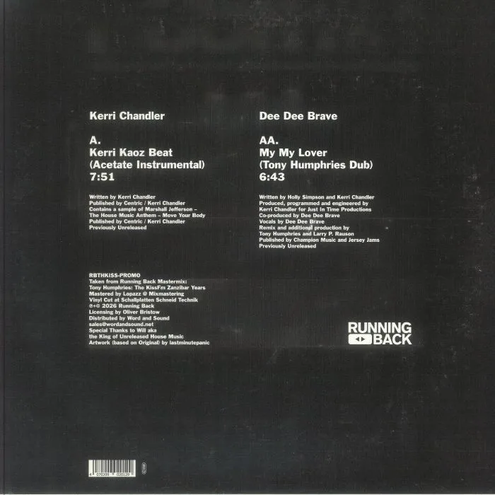 Back cover — Kerri CHANDLER / DEE DEE BRAVE — Tony Humphries Acetates
