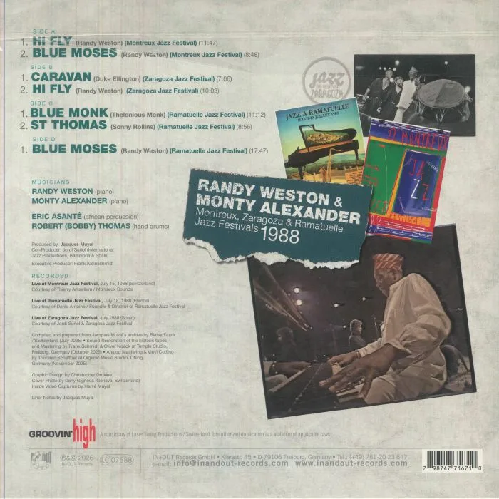 Back cover — Randy WESTON / MONTY ALEXANDER — Montreux Zaragoza & Ramatuelle Jazz Festivals 1988