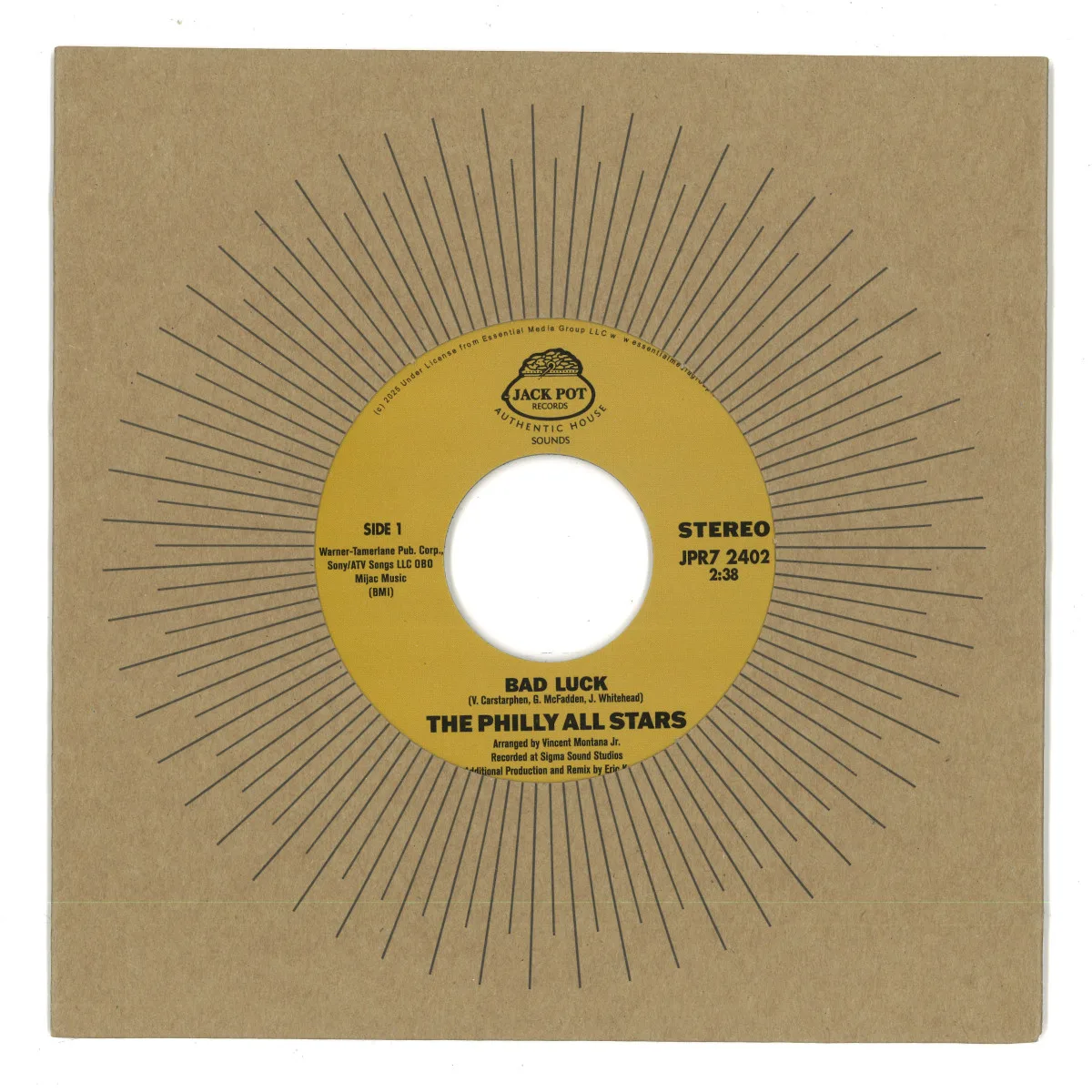 Front cover — The Philly All Stars — Bad Luck