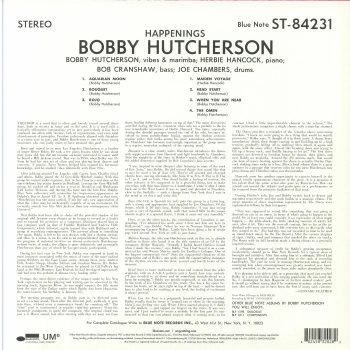 Обратная сторона обложки — Bobby HUTCHERSON — Happenings (Classic Vinyl Series)