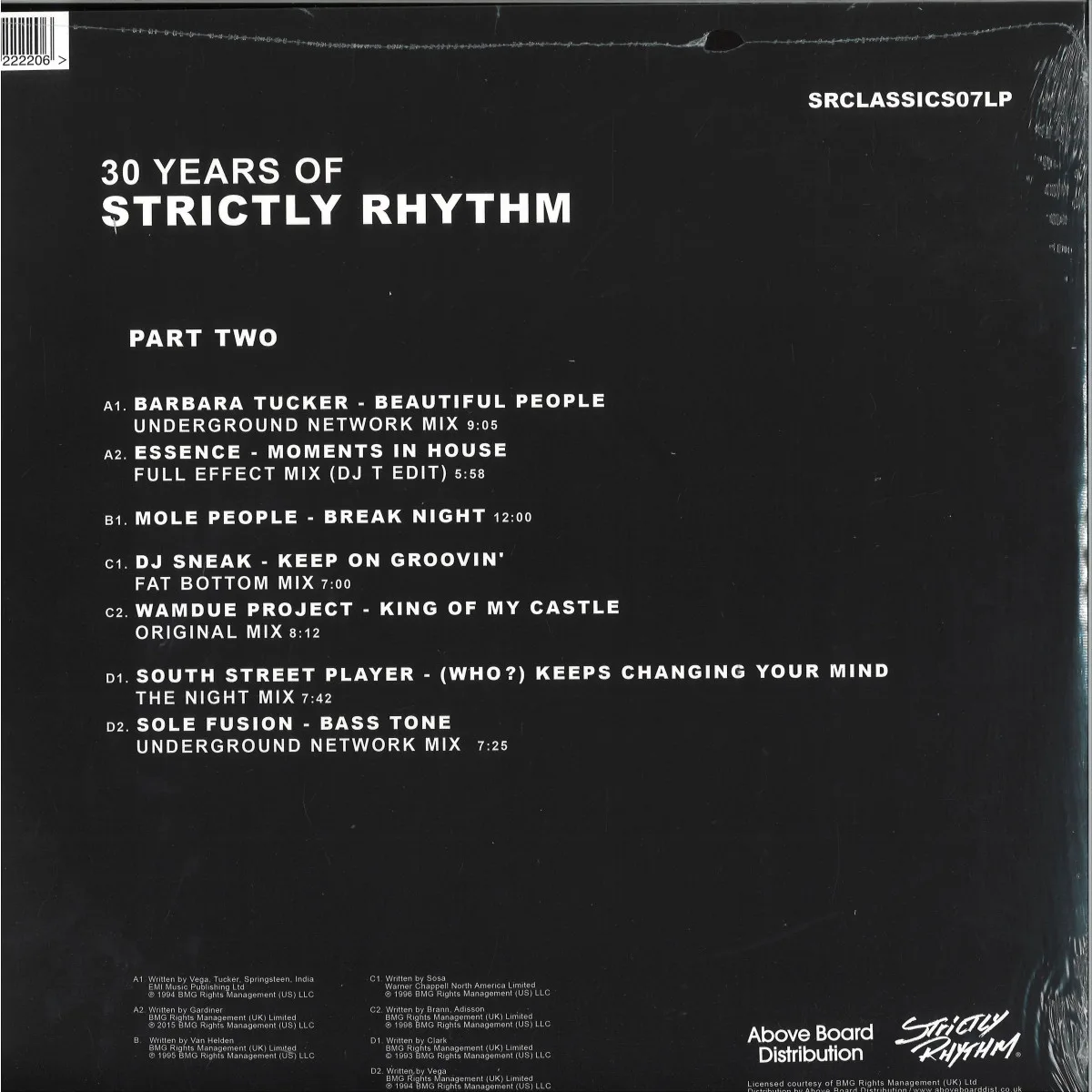 Обратная сторона обложки — Various — 30 Years Of Strictly Rhythm - Part Two (Clear Vinyl Repress)