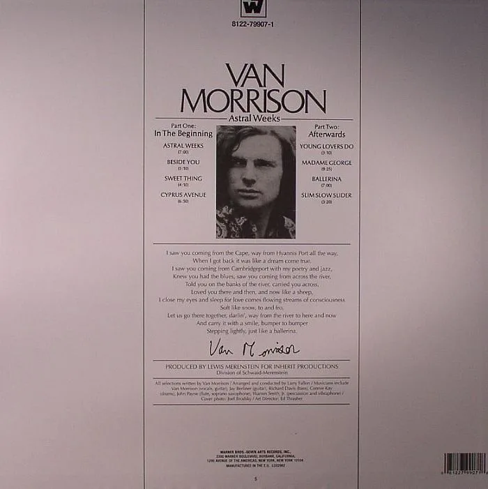 Обратная сторона обложки — Van MORRISON — Astral Weeks